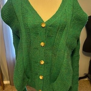 Emerald Green Button-Up Cardigan
